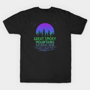 Great Smoky Mountains National Park Trees Moon Design T-Shirt